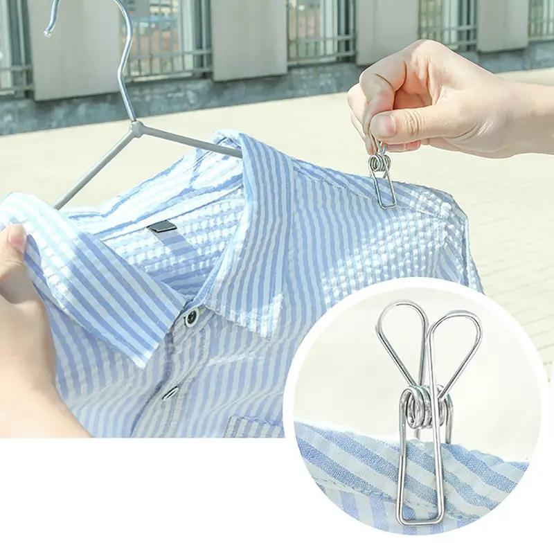 Stainless Steel Clothes Peg Set Windproof Laundry Clips Pants Socks Underwear Hanging Clips