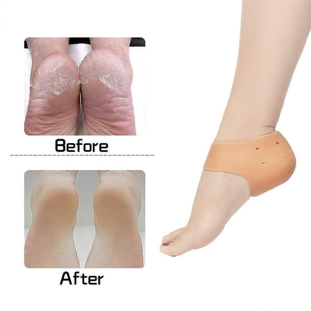 5 Pairs Gel Heel Sleeves, Breathable Silicone Heel Socks Protectors To Repair Dry Cracked Heel and Reduce Pains