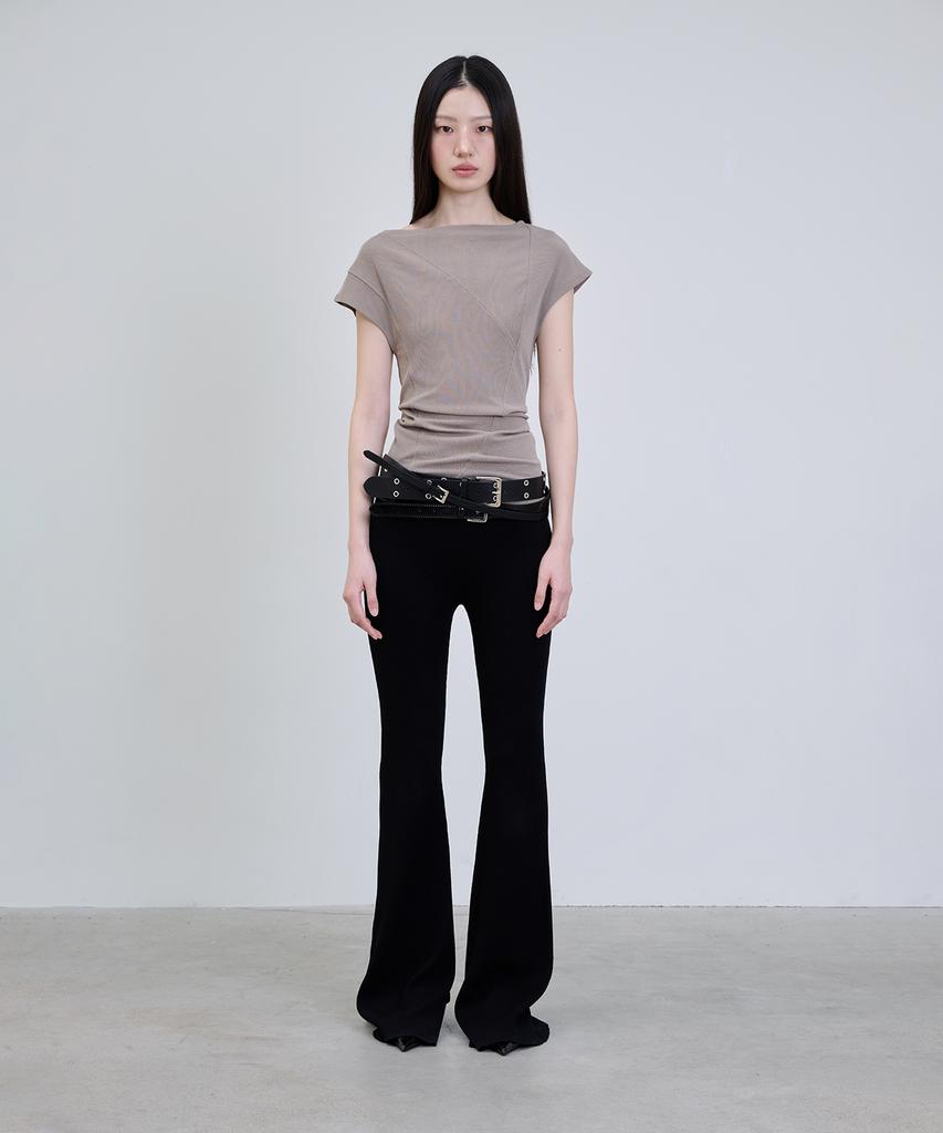 Deoaeteus Slit Bootcut Knit Leggings_Black