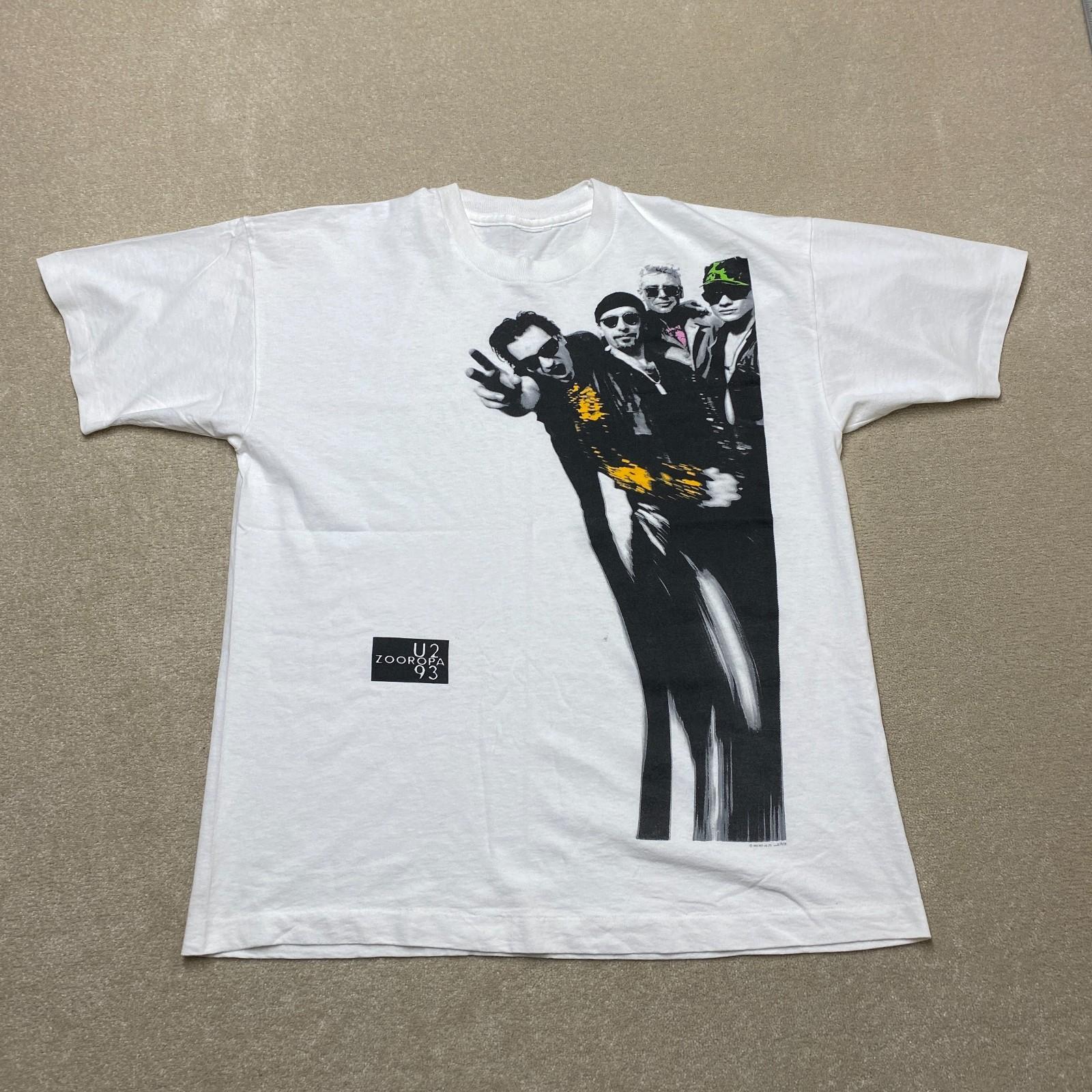 U2 Vintage T-Shirt Men s XL White Graphic 1993 Zooropa Zoo TV Tour Band M