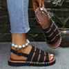 Large Size New Sandals Women's Large Size One-word Buckle Belt Comfortable Flat Heel Women's Sandals