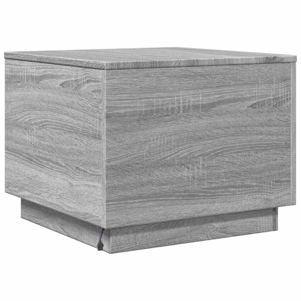  Coffee Table with LED Lighting, Grey Sonoma Oak, 50x50x40 Cm
