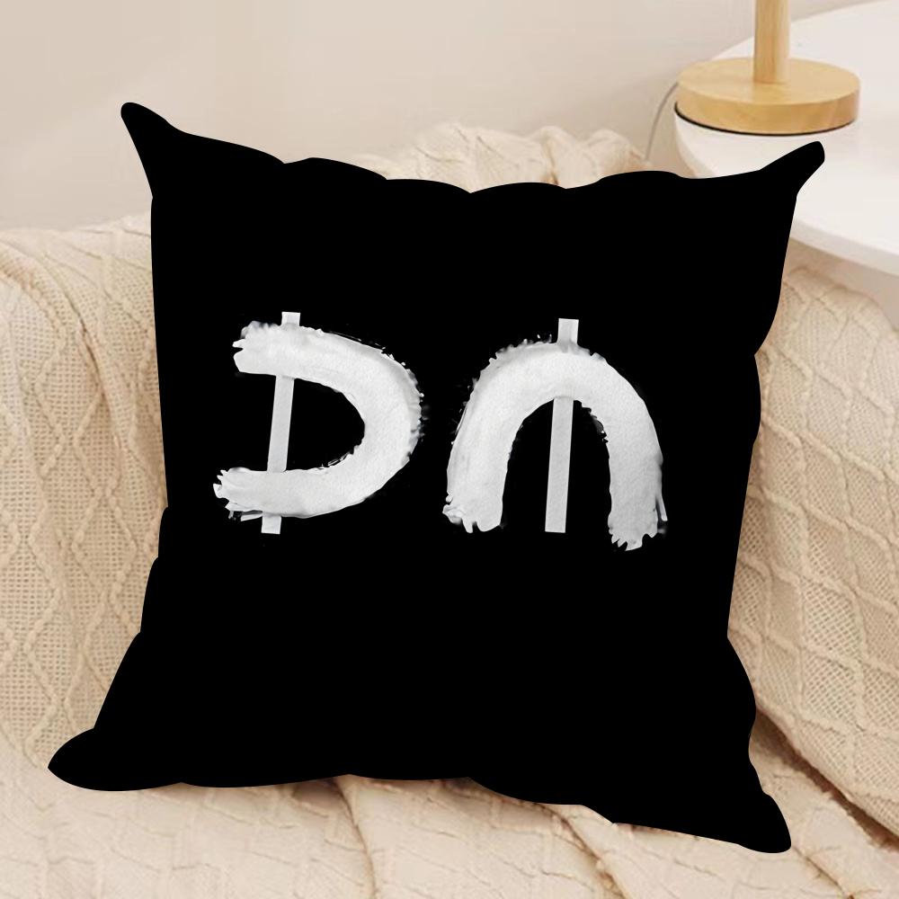 DDepecheMode LOGO Cushion Cover Silky Short Plush Invisible Zipper Dustproof Sofa Pillow Case for Home Decor