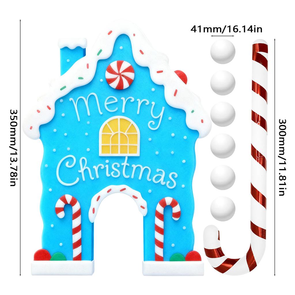 Christmas Gingerbread Golf Game Set W/ Candy Cane Club & 6 Balls Xmas Golf Gingerbread House Kit for Family Holiday Party Decor