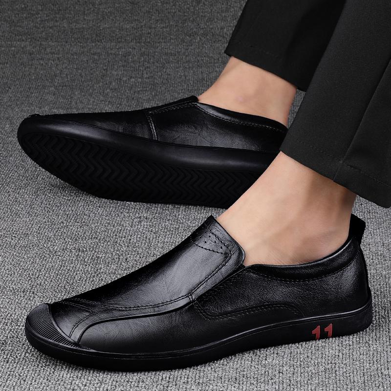 Leather Shoes for Men Casual Male Soft Sole Comfortable Shoes Slip-On Men Driving Shoes