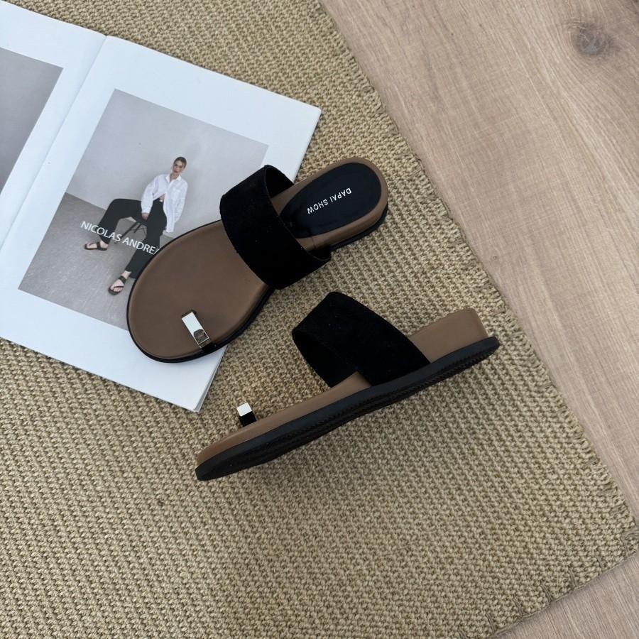 Grape Mother Summer New Models Increased by 4cm~ One Word with Outer Wear Cover Toe Herringbone Flat Bottom Toe Cool Slippers Female Summer