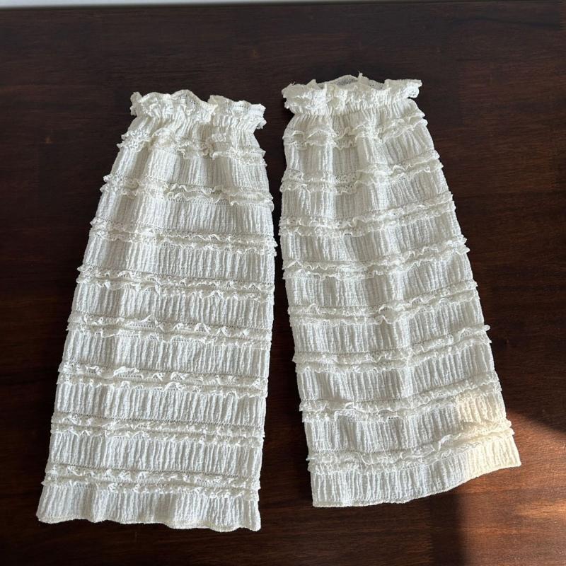 Japanese Tiered Ruffle Lace Leg Warmers for Women and Teens Knee Length Flared Leg Covers for Cosplay and Daily Wear
