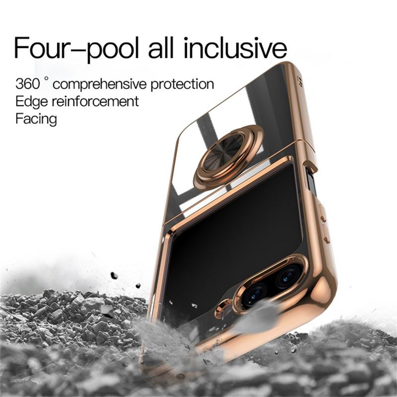 Funda de Silicona con Chapado para Samsung Galaxy Z Flip 5 4 3 Z Fold 5 ZFold ZFlip Fold5 Fold4 Flip5 Flip4 Flip3 Cubierta con Soporte de Anillo