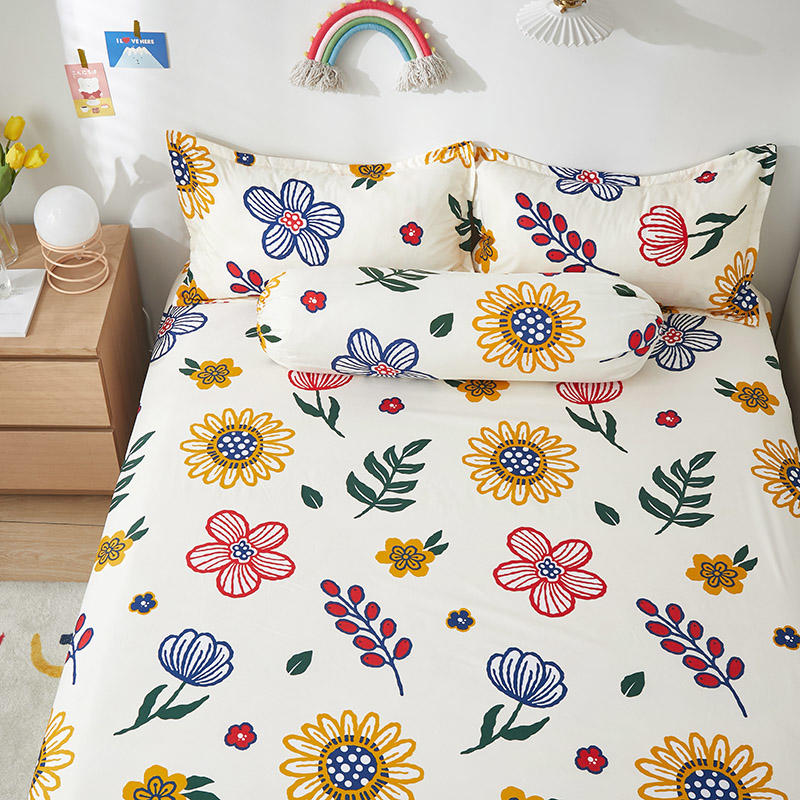 Smooth and Comfortable Queen Size Fitted Bed Sheet with Elastic Band King Size Bed Cover Floral Style Sabanas Cama