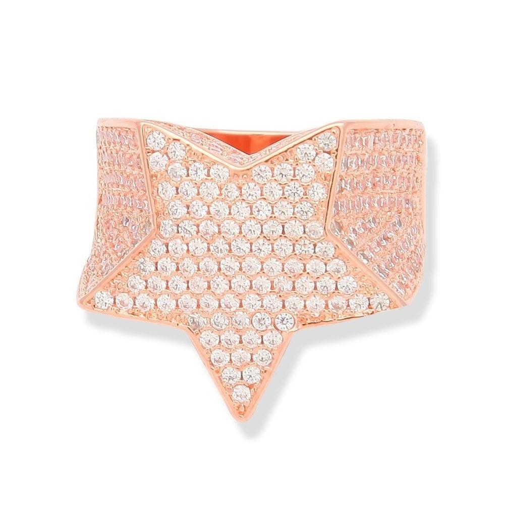 

HIPHOP new personality exaggerated five-pointed star ring creative men s star ring full of diamonds jewelry no. 6