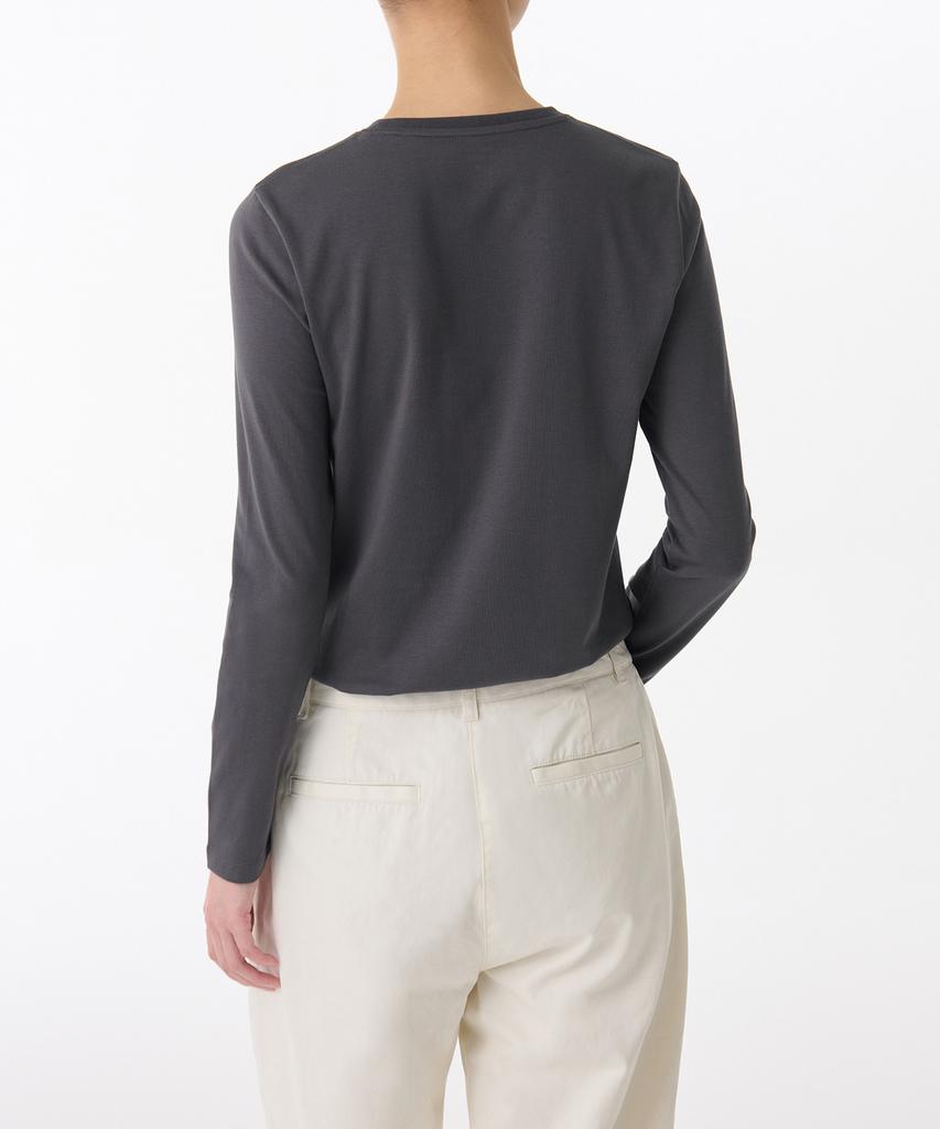 MUSINSA STANDARD WOMAN Women'S Flexible Crew Neck Long Sleeve T-Shirt [Dark Grey]