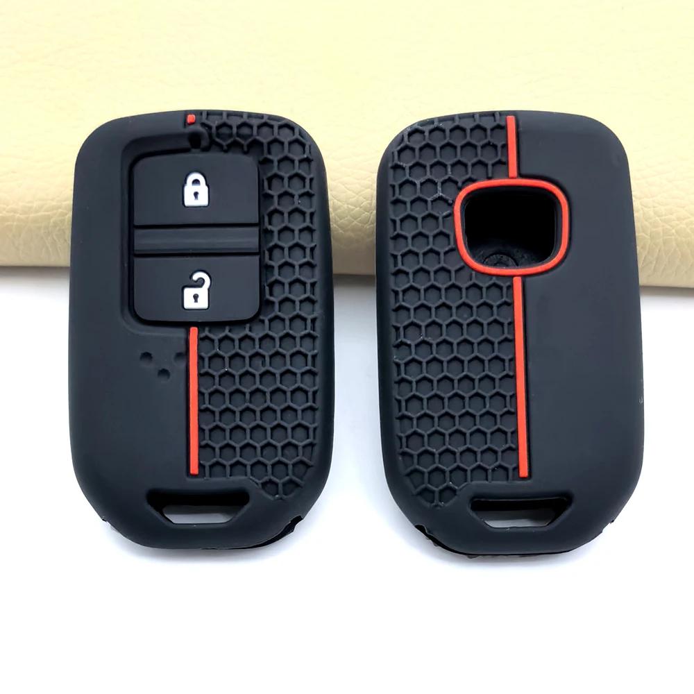 Silicone Remote Car Key Case For Honda Fit Gp5 Shuttle Gp8 Jade Vezel City Civic Jazz Brv 2 Buttons Key Cover Car Accessories
