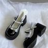 French retro Mary Jane small leather shoes women's 2025 new platform thick heel JK high heels single shoes