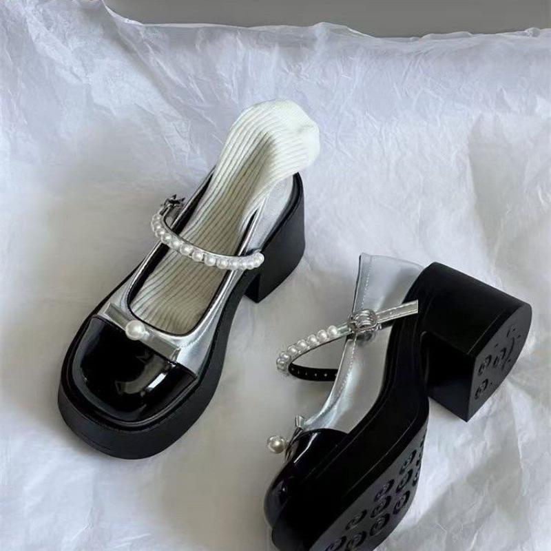French retro Mary Jane small leather shoes women's 2025 new platform thick heel JK high heels single shoes