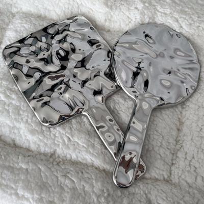 Galvanisierter Griff Make-up Spiegel HD Beauty Tragbarer Runder Handspiegel Quadratischer Handspiegel Kleiner Make-up Spiegel