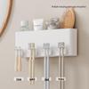 Wall-Mounted Toothbrush & Tooth Cup Holder Set - Punch-Free Installation, Home Storage Solution