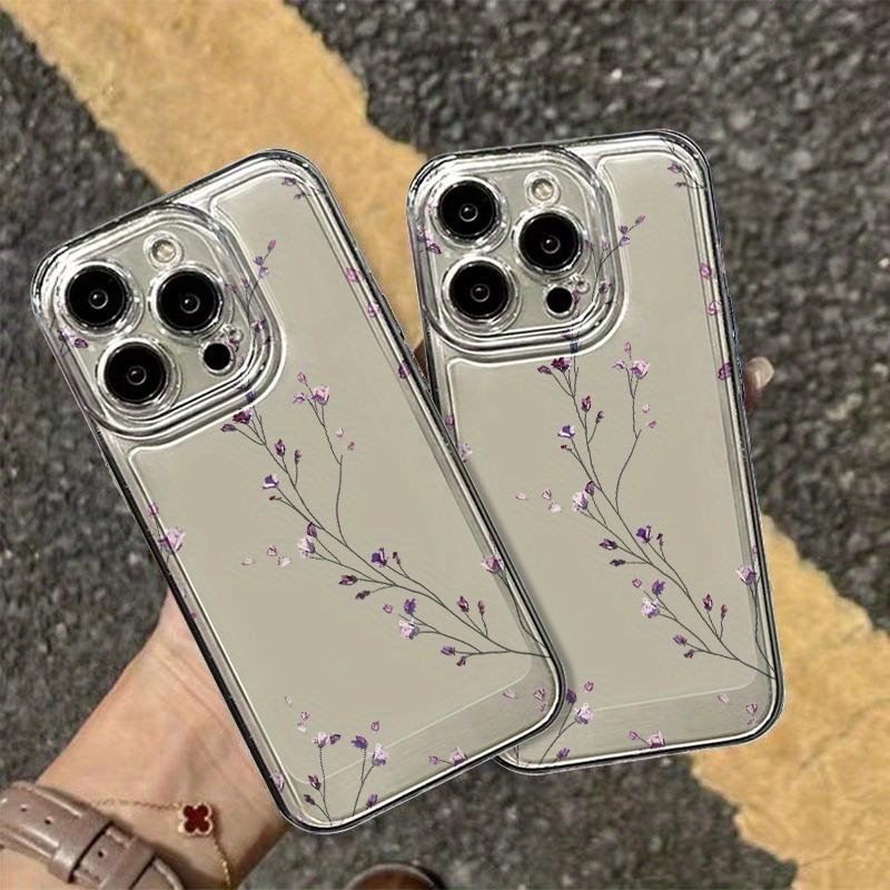 Dried Purple Flower Phone Case For iPhone 17 Air 16E 16 15 14 11 Pro Max Plus 13 12 Mini 8 7 X Transparent Shockproof Cover