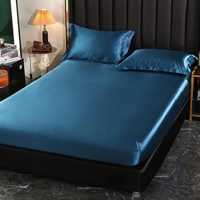 Luxuriöses Satin-Spannbettlaken, hochwertiger Matratzenbezug, einfarbiges Bettlaken mit Gummiband, Bettlaken 140 x 200, 160 x 200 Spannbettlaken