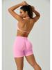 European Halter Neck Seamless Yoga Bra: Sexy, High Elasticity, Matte Finish, Beautiful Back Design