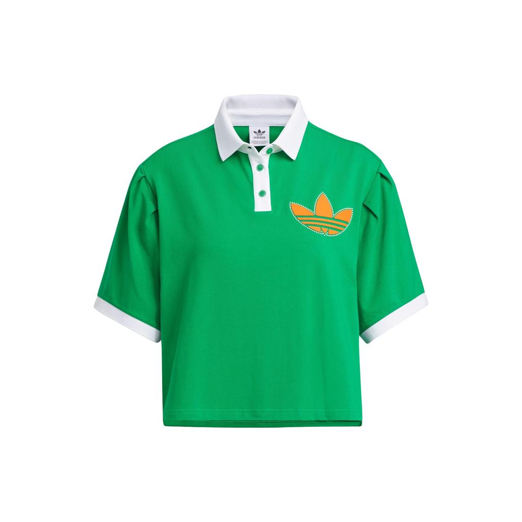 Adidas Originals Varct Polo Shirt With Trefoil Logo And Colorblock Women Tops Green IU4767