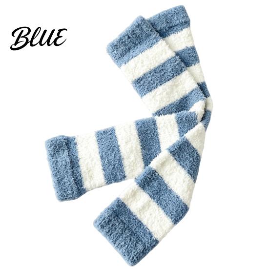 Warm Leg Sleeves for Sleeping Coral Fleece Warmers Women Thickened Winter Thermal Knee High Indoor Cold Weather Socks Striped/Solid Color,