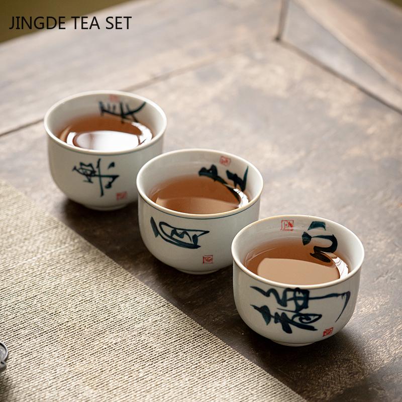 Chinese Tradition Handmade Ceramic Teacup Coffee Cup Travel Tea Bowl Household Boutique Teaware Portable Personal Single Cup