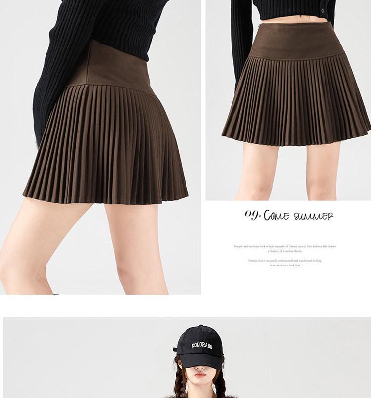 Gray Wool A-line Pleated Skirt - Women's Petite High Waist, Slimming, Short, Autumn/Winter 2025.