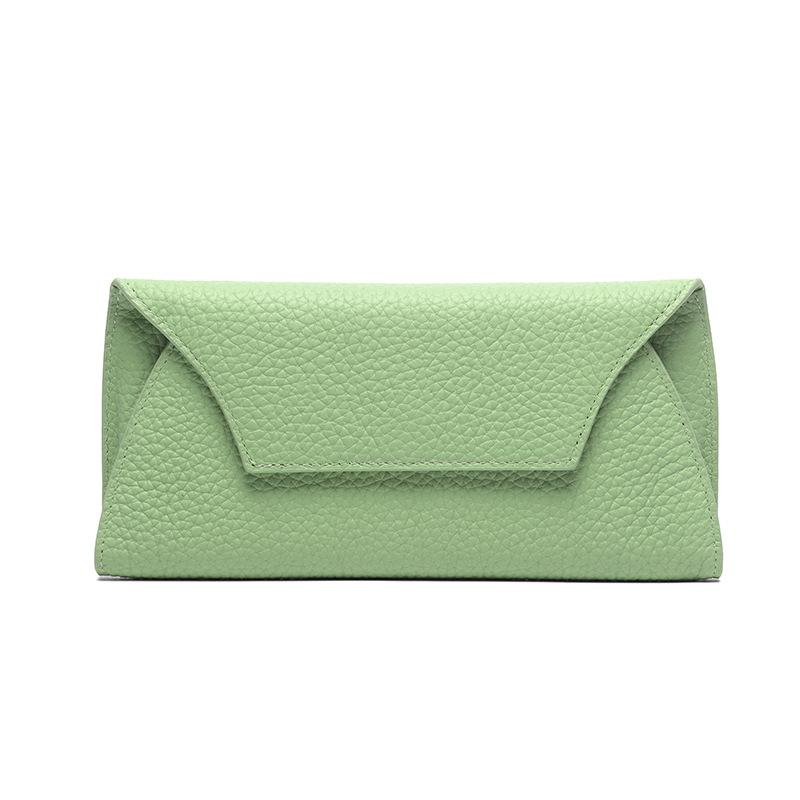 The First Layer Of Cowhide Creative Versatile Long Wallet Women'S Simple Leather Glasses Case Wallet Can Be Placed On Mobile Phones