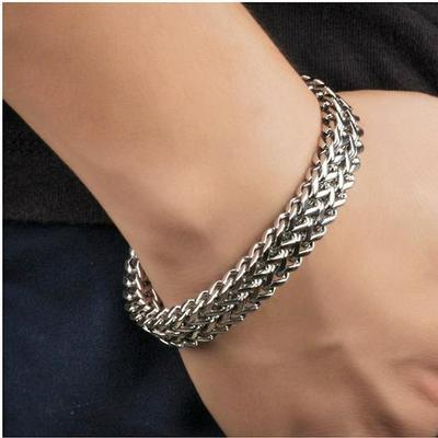 Trendy Men's Thick Titanium Steel Hip-Hop Bracelet - Korean Style, Simple & Fashionable for Students