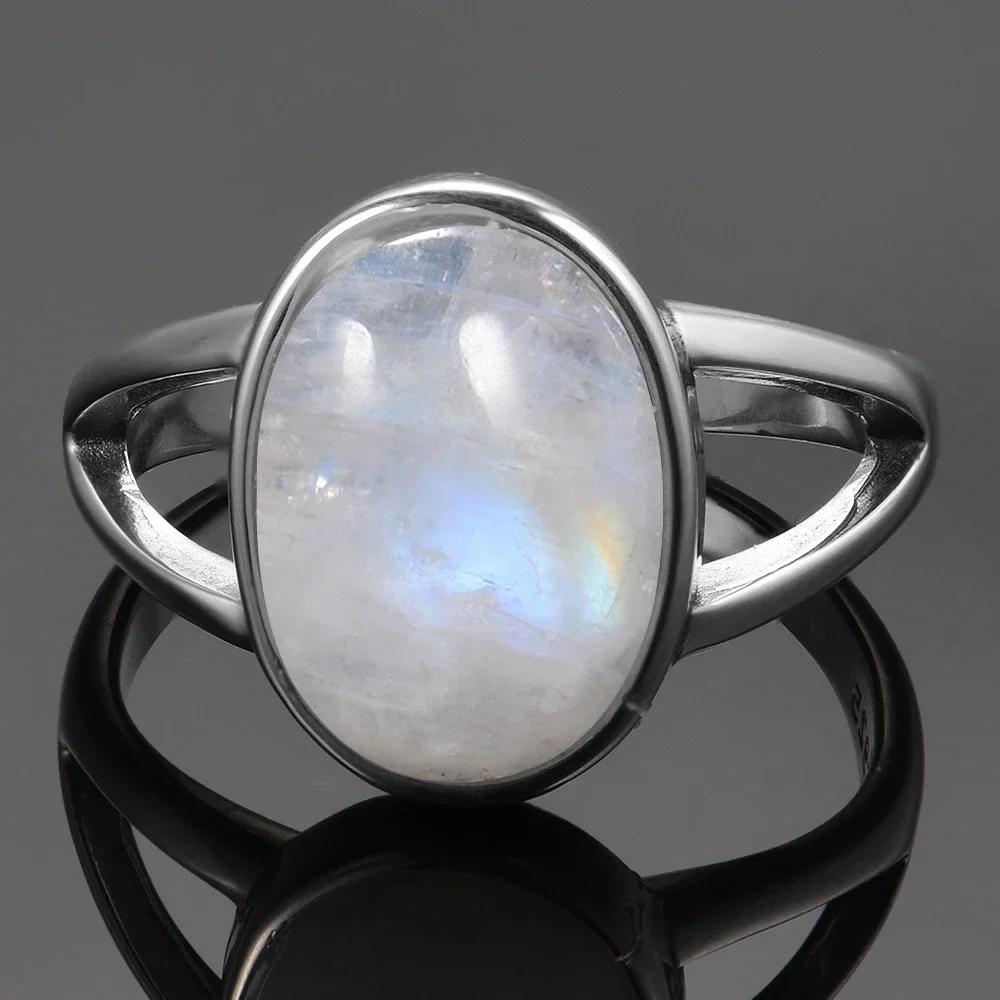 Vintage 925 Sterling Silver Natural Moonstone Rings Bohemia Oval Shape Retro Ring Gifts Fine Jewelry for Women Men