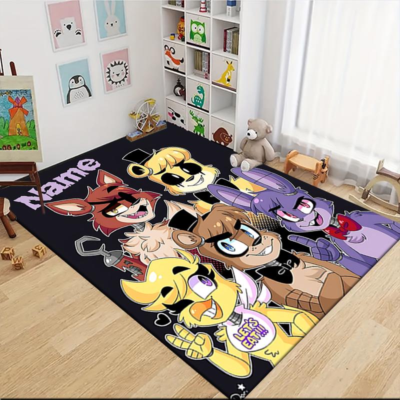 Custom Name FNAF Fan Art Compilation Carpet Rug Customizable Soft Washable Anti-Slip Home Living Room Sofa Mats Personalized Rug. 0909115