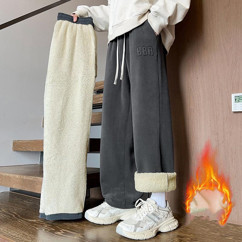 Men's Pants Winter Straight Leg Pants Athletic Casual Snow Loose Pants Comfortable Warm Pants