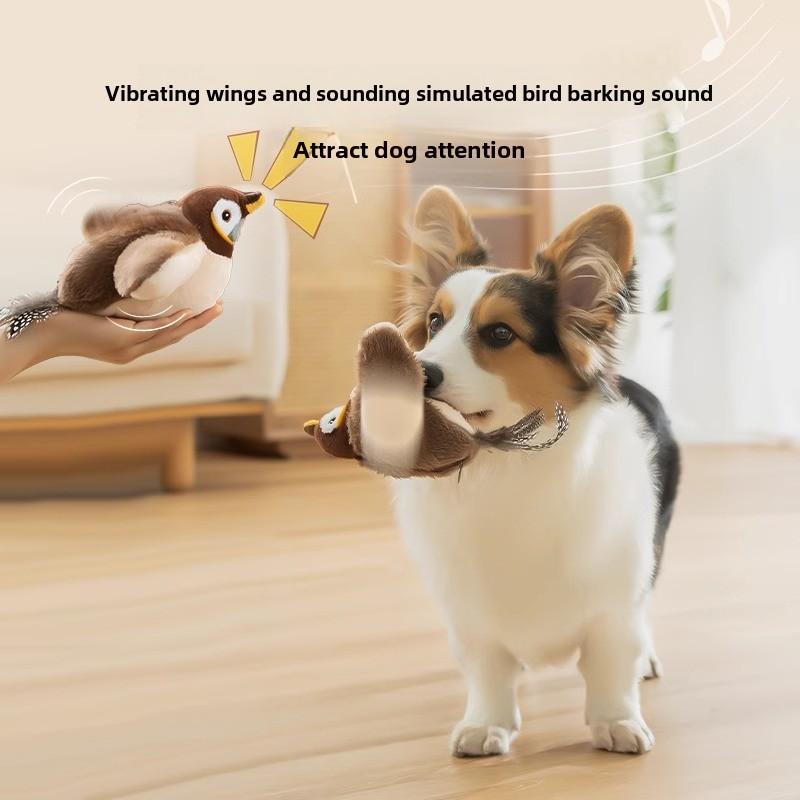 Shaking Sparrow Electric Dog Toy Bird Voice Teasing Dog Bite-resistant Companionship Interactive Cat Self-hi Pet Toy