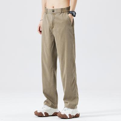 Sommer Baggy Jeans Herren Klassische Dünne Lyocell Stoff Gerade Lässige Hosen Weiche Denimhosen Kaffee Blau Grau