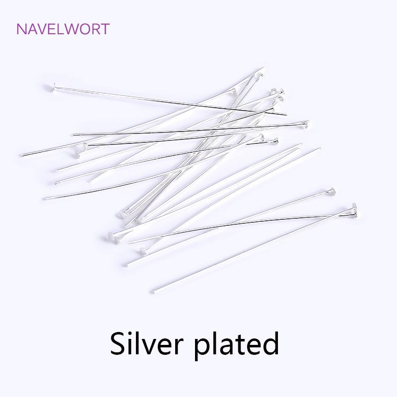 50pcs/Lot 18K Gold Plated Pins Brass Ball Head/Flat Head/Eye Head Pins Supplies For Jewelry DIY Beading Accessories Wholesale