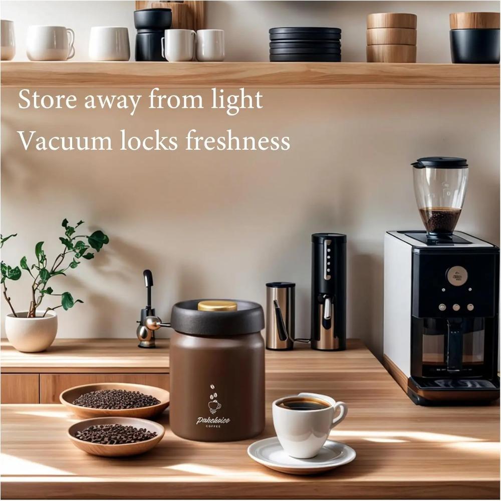 Vacuum Coffee Bean Jars Container Stainless Steel Airtight Canister Light-proof Tea Spice Food Storage Jar Kitchen Storage Tools