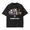 Washed Cartoon T Shirts Undertale Dog Pocket Graphic TShirts Cotton Loose Streetwear Short Sleeve Tee Shirt Men Women Clothing