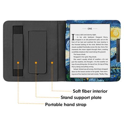 Für Kobo Libra 2 N418 Ständerhülle Musterdruck PU-Leder E-Reader Hülle
