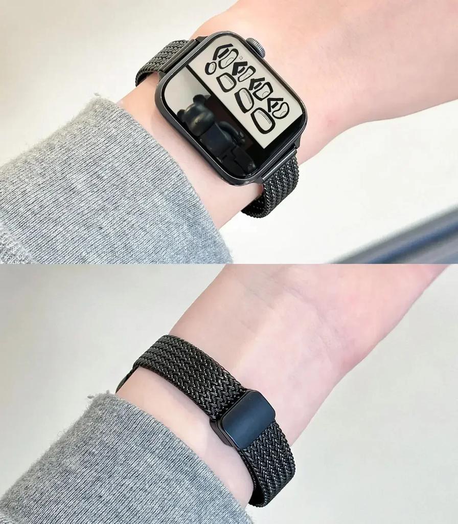 Magnetic Folding Loop Band For Apple Watch 9 8 7 41mm 45mm Slim Women Stainless Steel Strap For Iwatch SE 6 5 4 40/44mm 38/42mm