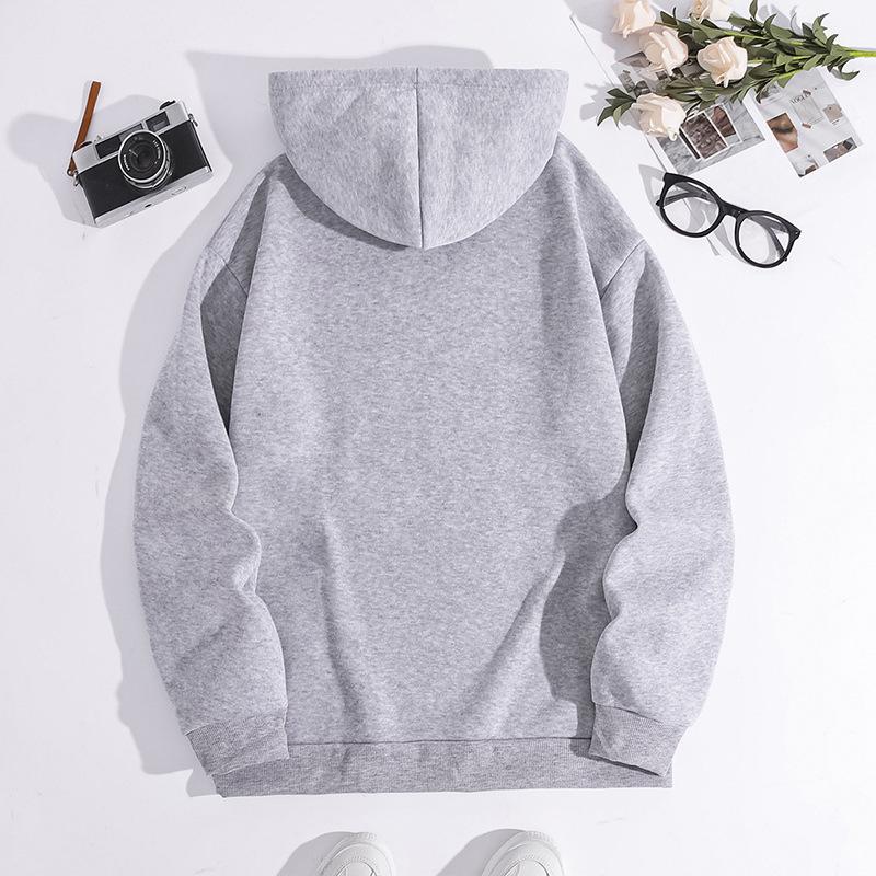 In Stock 2024 Women's Solid Color Loose Fit Hooded Sweatshirt with Plus Velvet for Autumn & Winter