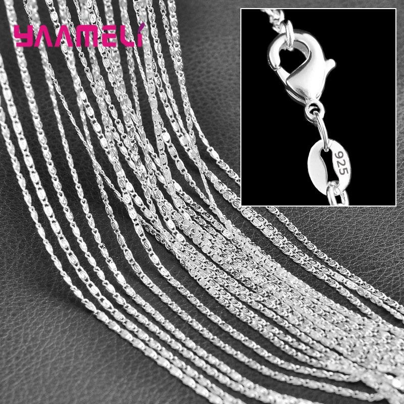 Authentische 5 Stück Solide 925 Sterling Silber Schmuckketten Halskette mit Karabinerverschlüssen passend für Herren Damen Anhänger 18 Designs 16-30 Zoll
