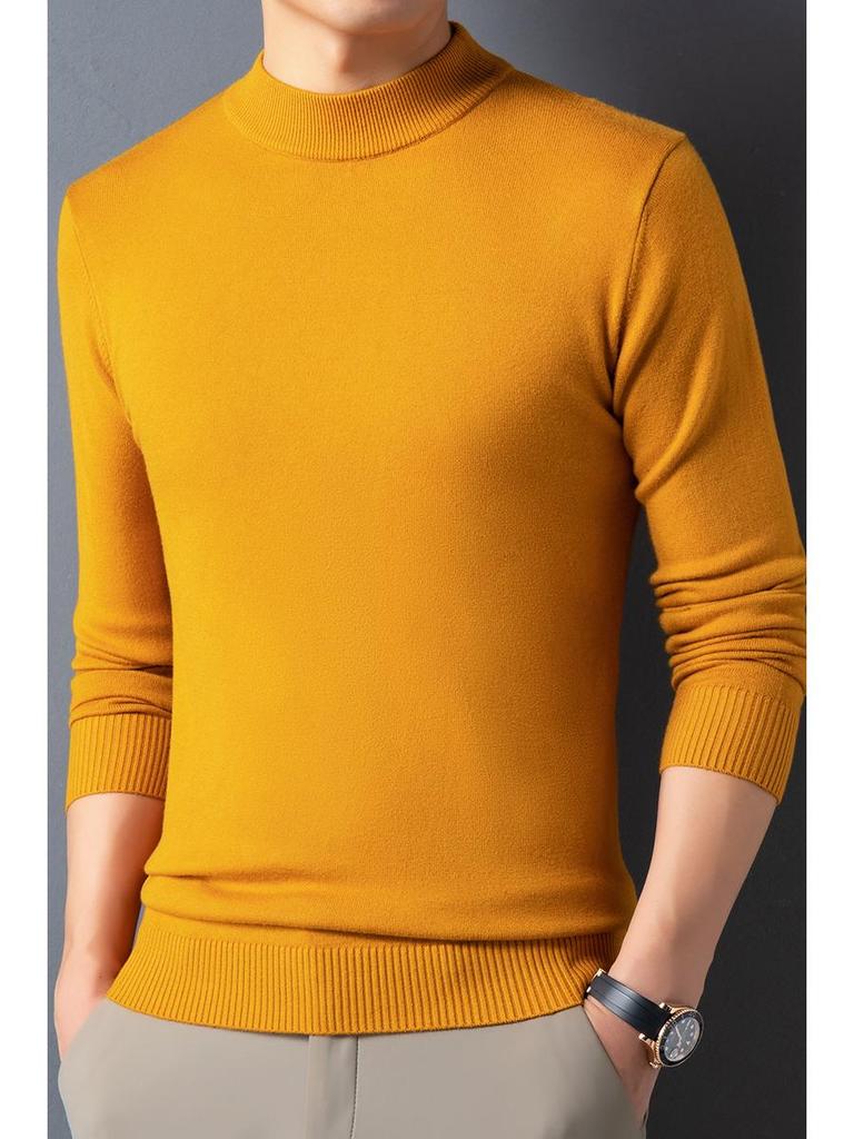 Herren Schlank geschnittener Strickpullover mit halbem Stehkragen für Herbst und Winter