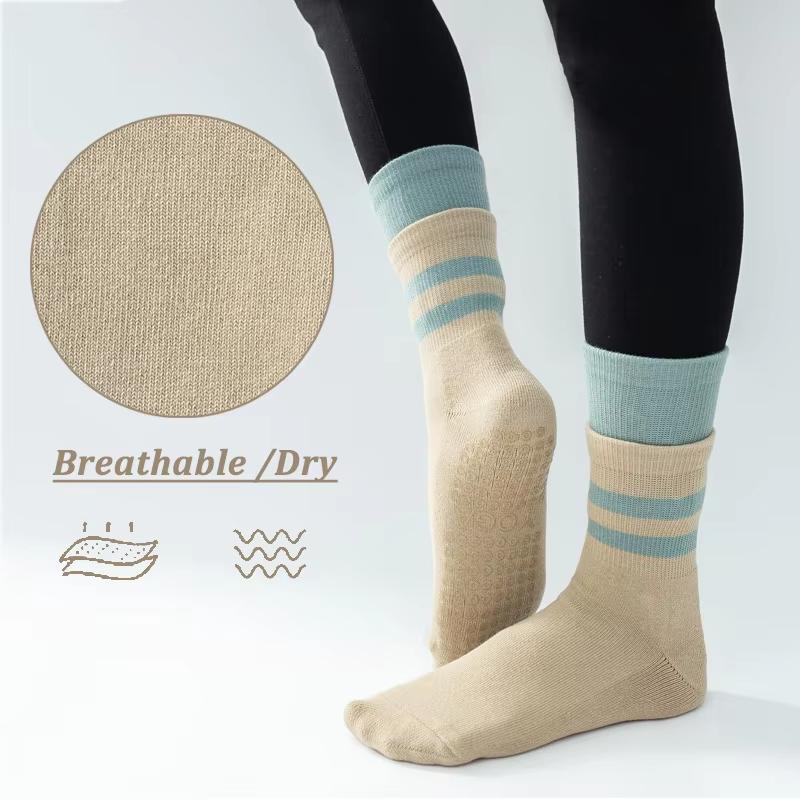 Yoga Socks Professional Non-slip Breathable Mid-tube Pilates Sock Ladies Cotton Gym Fitness Silicone Indoor Floor Socks
