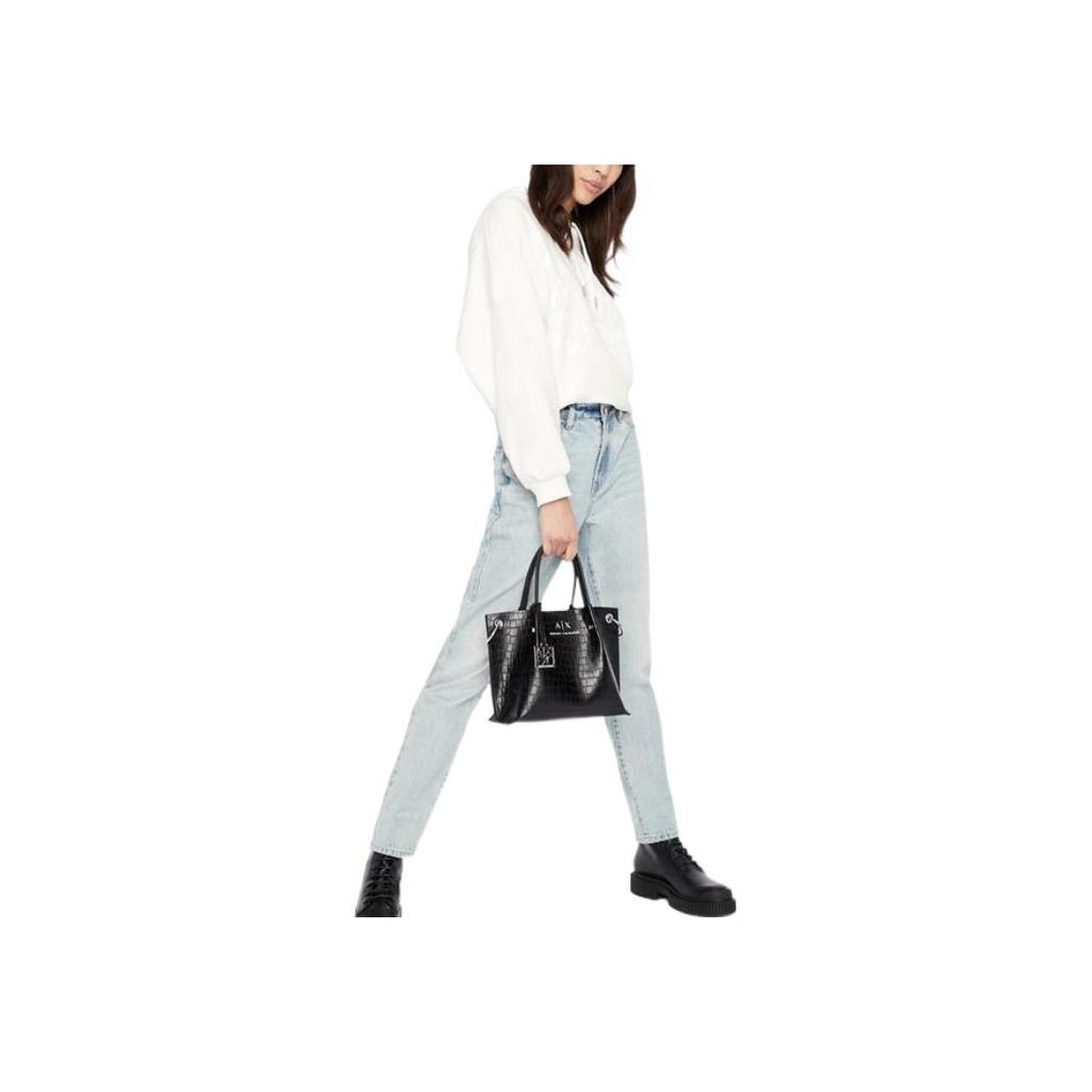 Armani Exchange FW22 Letter Print Drawstring Hoodie Women Hoodies White 6LYM46-YJCCZ-11130