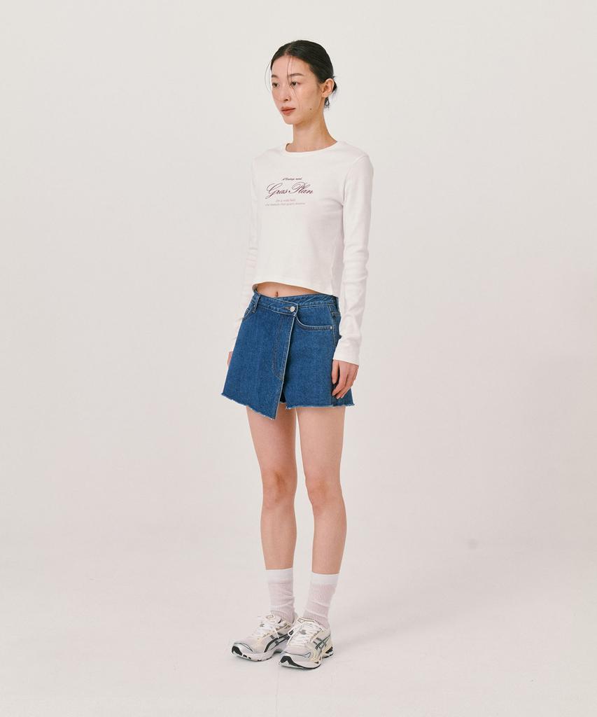 GRASPLAN Wrap Denim Shorts_Mid Blue