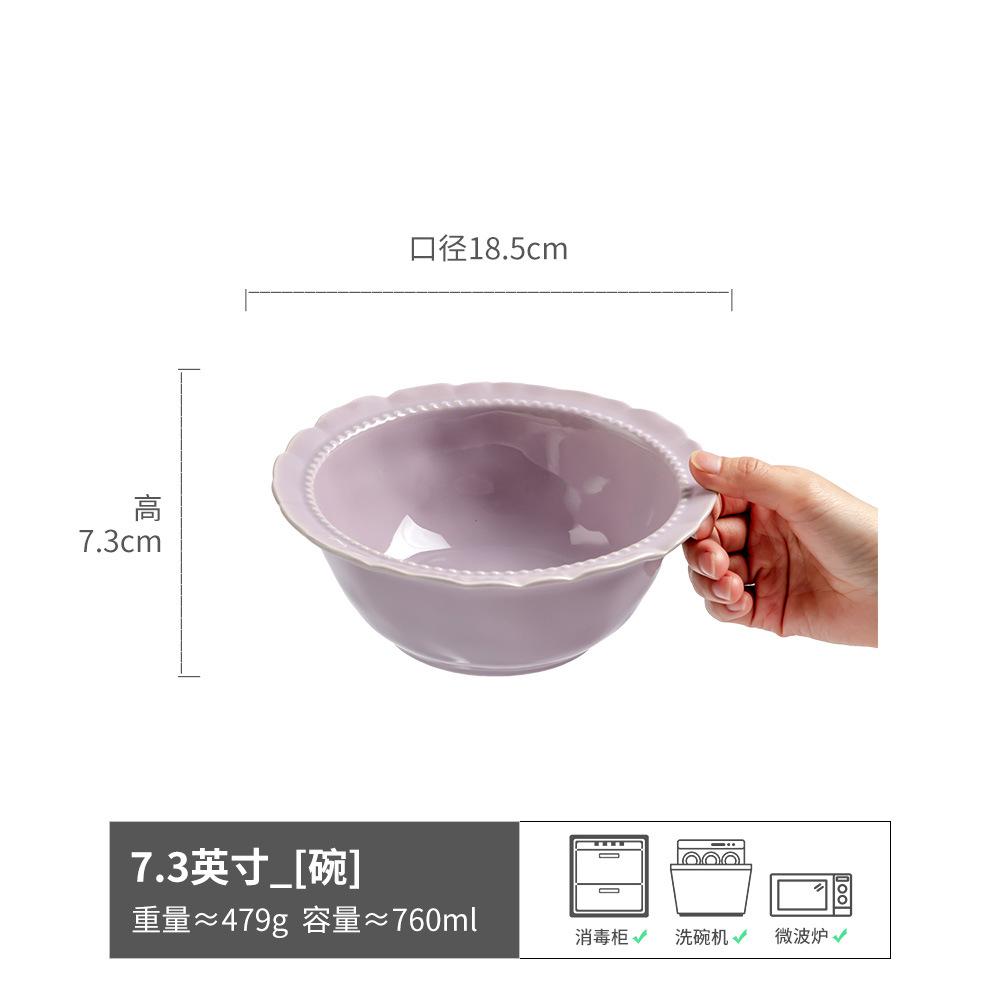 

Скандинавский стиль однотонная керамическая посуда бытовая кружевная суповая тарелка тарелка для овощей высокая ценность фруктовая салатница большая тарелка