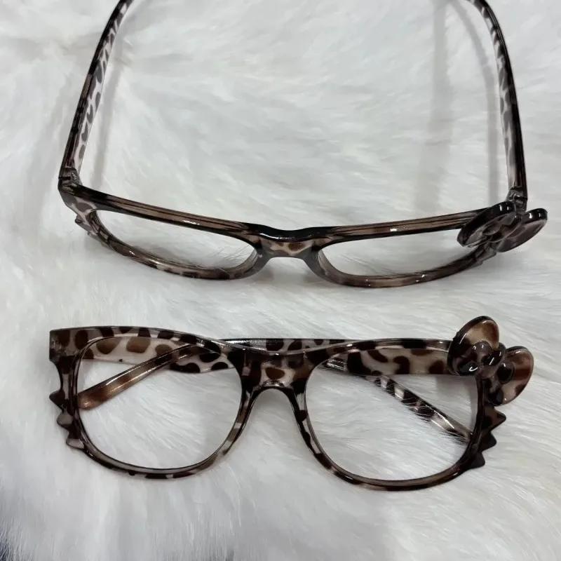 Bow Accessories Cute Beauty Cartoon Anime Y2K Vintage Eyeglass Frame Toys for Girls Gifts Leopard Anti Blue Light Glasses