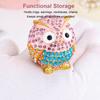Owl Trinket Box Enameled Collectible Animal Figurine Jewelry Box Ring Holder Zinc Alloy Sparkling Rhinestone for Earrings Necklace