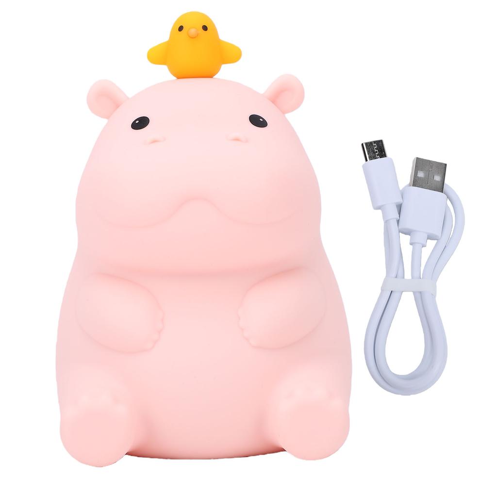 Hippo Night Light Cute Animal Night Lamp USB Rechargeable Silicone Tap Bedside Night Lamp for Home Bedroom