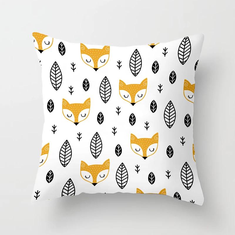 Cartoon Fox Animal Car Pillowcase Living Room Polyester Cushion Cover Sofa Decoration